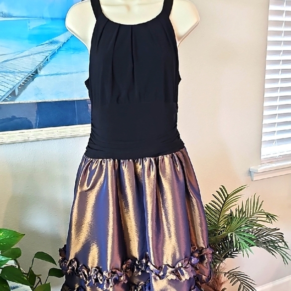 Black Metallic Dress Purple Bronze Dress size 14P - Picture 1 of 3